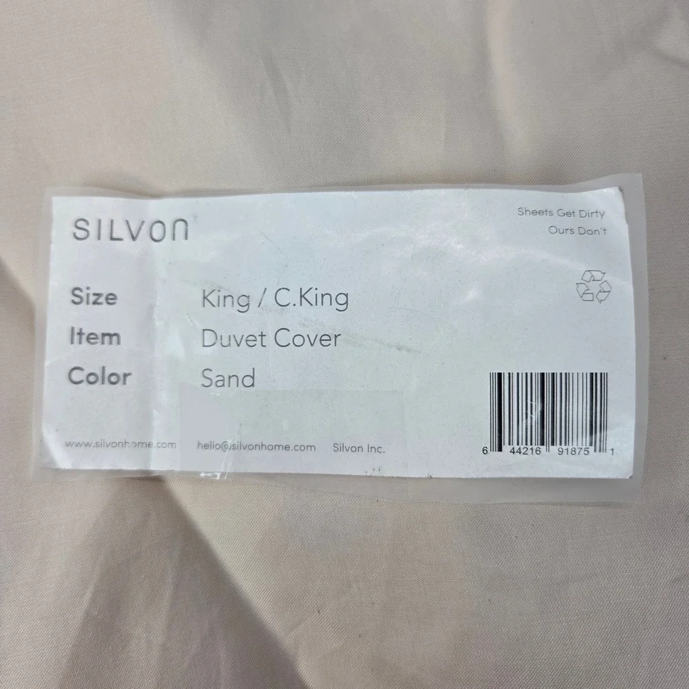 Silvon Antimicrobial Duvet Cover King Cal King Sand Silver Infused Bedding